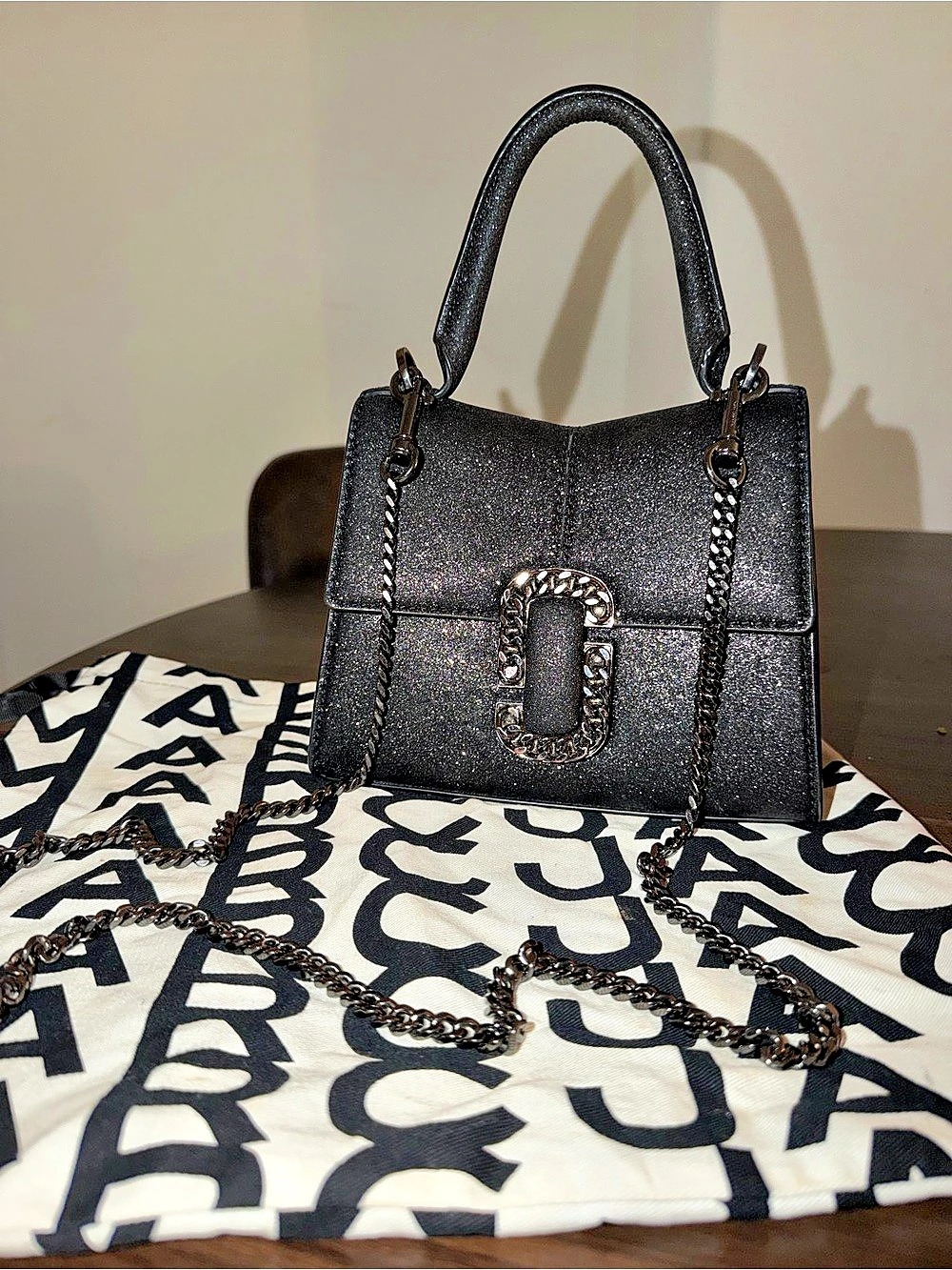 Marc Jacobs The Galactic Glitter St. Marc Mini Top Handle Black Bag